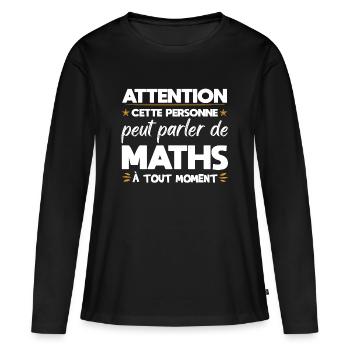 Mathématicien prof de maths mathématique cadeau - T-shirt manches longues Premium bio Femme - noir - Devant - Julia (174cm)