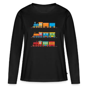 Zug - Frauen Premium Bio Langarmshirt - Schwarz - Vorne - Julia (174cm)
