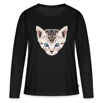 Polygon cat, domestic cat, blue eyes - Women's Premium Organic Long Sleeve Shirt - black - Front - Julia (174cm)