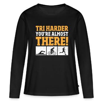 Tri Vous y êtes presque Triathlète Triathlo - T-shirt manches longues Premium bio Femme - noir - Devant - Julia (174cm)