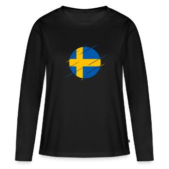 Schweden - Frauen Premium Bio Langarmshirt - Schwarz - Vorne - Julia (174cm)