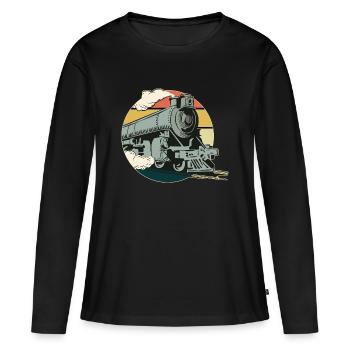Zug - Frauen Premium Bio Langarmshirt - Schwarz - Vorne - Julia (174cm)