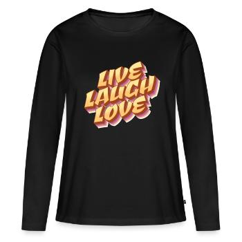 Vivre - Rire - Aimer - Vivre, rire, aimer - T-shirt manches longues Premium bio Femme - noir - Devant - Julia (174cm)