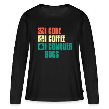 Coffee Coding Programmer Coder Developer Nerd Coff - Women's Premium Organic Long Sleeve Shirt - black - Front - Julia (174cm)