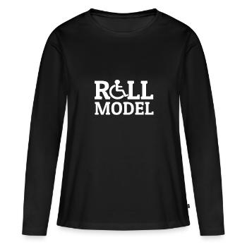 Roll Model Rollstuhl Rollifahrer Humor Spüche - Frauen Premium Bio Langarmshirt - Schwarz - Vorne - Julia (174cm)