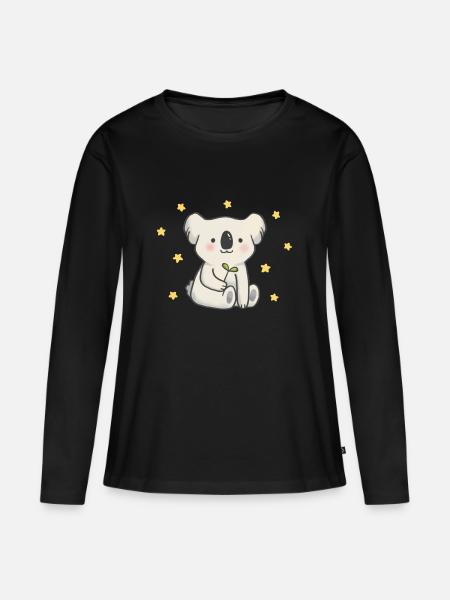 Koala - Frauen Premium Bio Langarmshirt - Schwarz
