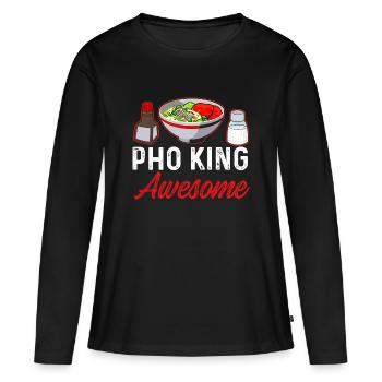 Pho-Roi - T-shirt manches longues Premium bio Femme - noir - Devant - Julia (174cm)