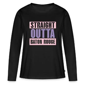 Straight Outta Baton Rouge Baton Baton Twirling - Frauen Premium Bio Langarmshirt - Schwarz - Vorne - Julia (174cm)