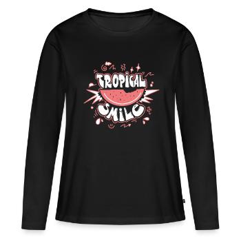 Sommer Lachen Tropisch - Frauen Premium Bio Langarmshirt - Schwarz - Vorne - Julia (174cm)