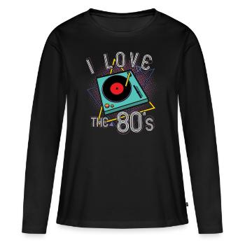 J'aime le cadeau de platine de 80 ans - T-shirt manches longues Premium bio Femme - noir - Devant - Julia (174cm)