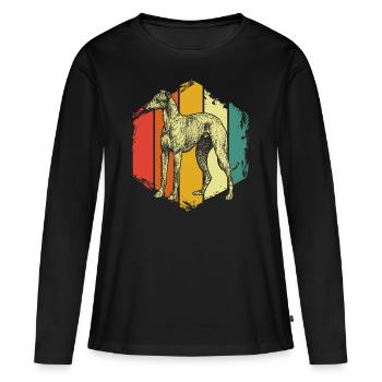 Le lévrier - T-shirt manches longues Premium bio Femme - noir - Devant - Julia (174cm)