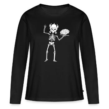 squelette - T-shirt manches longues Premium bio Femme - noir - Devant - Julia (174cm)