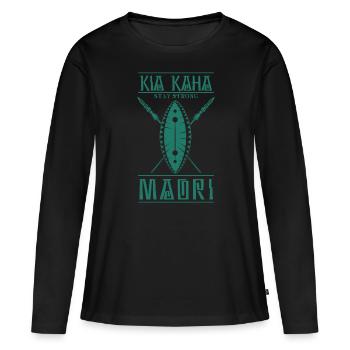 Maori - T-shirt manches longues Premium bio Femme - noir - Devant - Julia (174cm)
