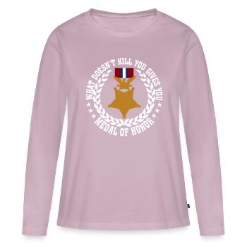 Motivation des médailles - T-shirt manches longues Premium bio Femme - rose poudré - Devant - Julia (174cm)