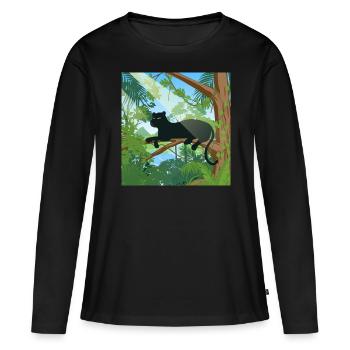 Jungle - T-shirt manches longues Premium bio Femme - noir - Devant - Julia (174cm)