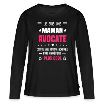 maman avocate maman normale cadeau humour mère - T-shirt manches longues Premium bio Femme - noir - Devant - Julia (174cm)