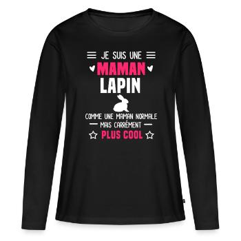 maman lapin maman normale fête des mères - T-shirt manches longues Premium bio Femme - noir - Devant - Julia (174cm)