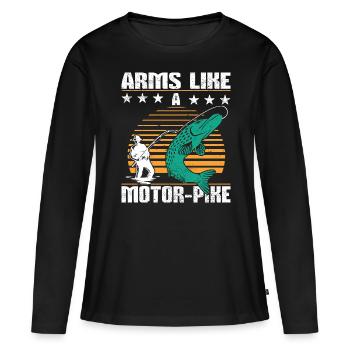 Lustiges Fischerei Wortspiel - Frauen Premium Bio Langarmshirt - Schwarz - Vorne - Julia (174cm)