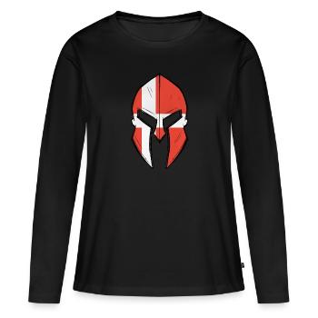 Danish flag in Spartan warrior Helmet - Frauen Premium Bio Langarmshirt - Schwarz - Vorne - Julia (174cm)