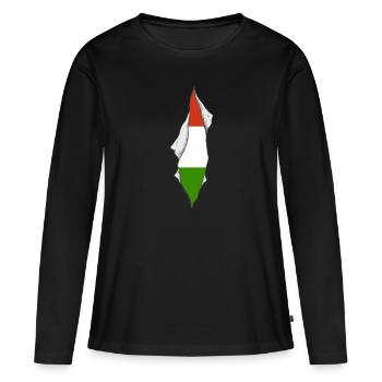 drapeau hongrois fier hongrois patriotique - T-shirt manches longues Premium bio Femme - noir - Devant - Julia (174cm)