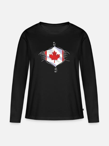 canadian flag proud - Frauen Premium Bio Langarmshirt - Schwarz