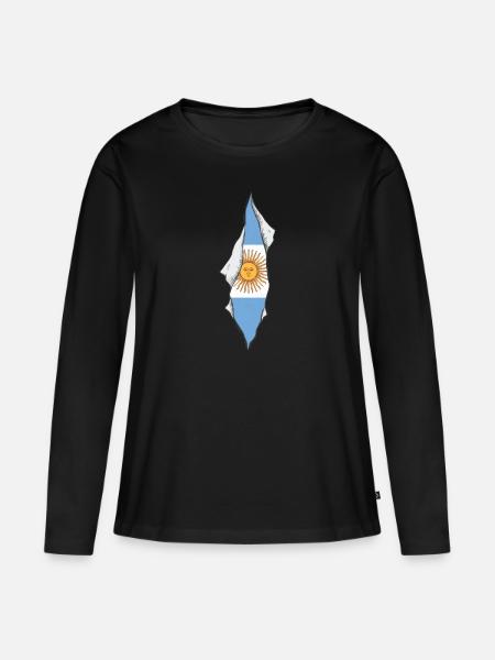 Argentinian flag proud Argentina - Frauen Premium Bio Langarmshirt - Schwarz