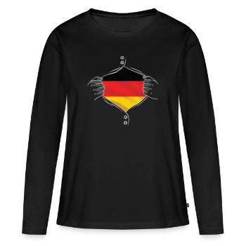 drapeau de l’allemagne fier - T-shirt manches longues Premium bio Femme - noir - Devant - Julia (174cm)
