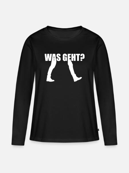 Was Geht Begrüßung - Frauen Premium Bio Langarmshirt - Schwarz