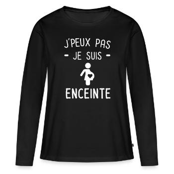 Je peux pas je suis enceinte grossesse - T-shirt manches longues Premium bio Femme - noir - Devant - Julia (174cm)