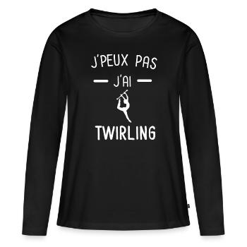Je peux pas j'ai twirling bâton gym - T-shirt manches longues Premium bio Femme - noir - Devant - Julia (174cm)