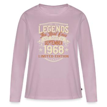 Septembre 1968 Anniversaire de naissance - T-shirt manches longues Premium bio Femme - rose poudré - Devant - Julia (174cm)