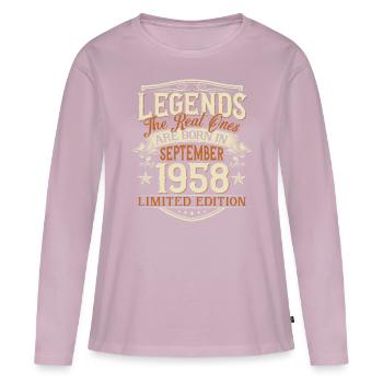 Septembre 1958 Anniversaire de naissance - T-shirt manches longues Premium bio Femme - rose poudré - Devant - Julia (174cm)