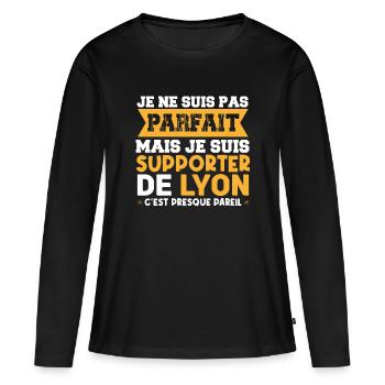 JE SUIS SUPPORTER DE LYON - T-shirt manches longues Premium bio Femme - noir - Devant - Julia (174cm)