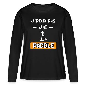 je peux pas j'ai paddle femme cadeau paddle - T-shirt manches longues Premium bio Femme - noir - Devant - Julia (174cm)