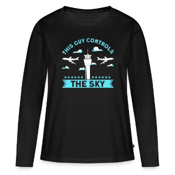 Luftverkehrskontrolle Flughafen Geschenk - Frauen Premium Bio Langarmshirt - Schwarz - Vorne - Julia (174cm)