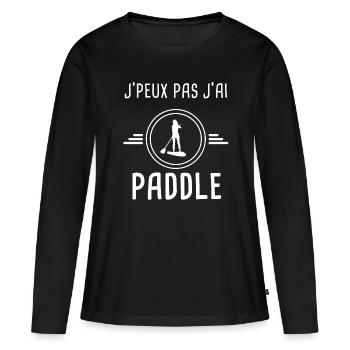paddle je peux pas j'ai paddle femme paddleuse - T-shirt manches longues Premium bio Femme - noir - Devant - Julia (174cm)