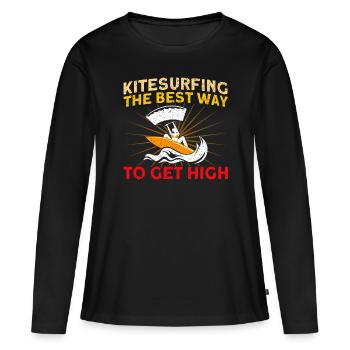Kiteboarder Kitesurfer Kiten Kiteboard Cadeau - T-shirt manches longues Premium bio Femme - noir - Devant - Julia (174cm)
