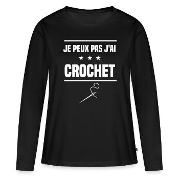 je peux pas j'ai crochet humour couture - T-shirt manches longues Premium bio Femme - noir - Devant - Julia (174cm)