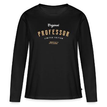 Professor Limited Edition Uni Lustiges Professoren - Frauen Premium Bio Langarmshirt - Schwarz - Vorne - Julia (174cm)