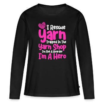 Stricken Stricken Liebhaber Stricken Geschenk - Frauen Premium Bio Langarmshirt - Schwarz - Vorne - Julia (174cm)