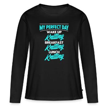 Stricken Stoff Stricken Stricken Geschenk - Frauen Premium Bio Langarmshirt - Schwarz - Vorne - Julia (174cm)
