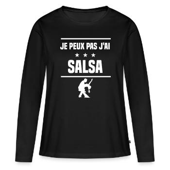 je peux pas j'ai salsa humour musique - T-shirt manches longues Premium bio Femme - noir - Devant - Julia (174cm)