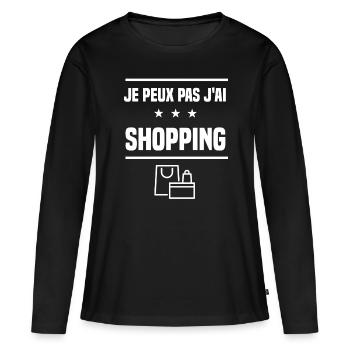 je peux pas j'ai shopping humour achateuse - T-shirt manches longues Premium bio Femme - noir - Devant - Julia (174cm)