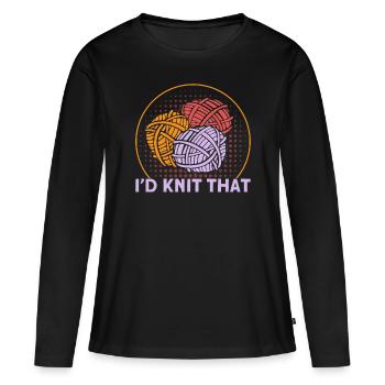 Stricken Stoff Stricken Stricken Geschenk - Frauen Premium Bio Langarmshirt - Schwarz - Vorne - Julia (174cm)