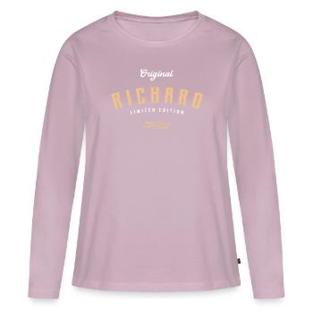 Richard Limited Edition - Frauen Premium Bio Langarmshirt - Altrosa - Vorne - Julia (174cm)