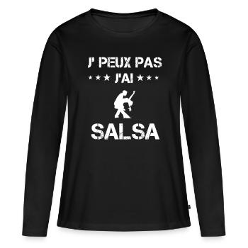 je peux pas j'ai salsa cadeau danse - T-shirt manches longues Premium bio Femme - noir - Devant - Julia (174cm)