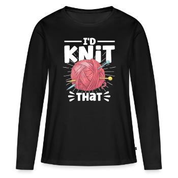 Stricken Stoff Stricken Stricken Geschenk - Frauen Premium Bio Langarmshirt - Schwarz - Vorne - Julia (174cm)