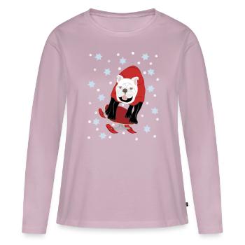 Snow skateboard dog, pug, bulldog, sport cool - Women's Premium Organic Long Sleeve Shirt - dusky pink - Front - Julia (174cm)