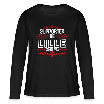 supporteur de Lille - fan de lille comme papa !! - T-shirt manches longues Premium bio Femme - noir - Devant - Julia (174cm)