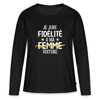 Je jure fidélité à ma femme, voiture - T-shirt manches longues Premium bio Femme - noir - Devant - Julia (174cm)